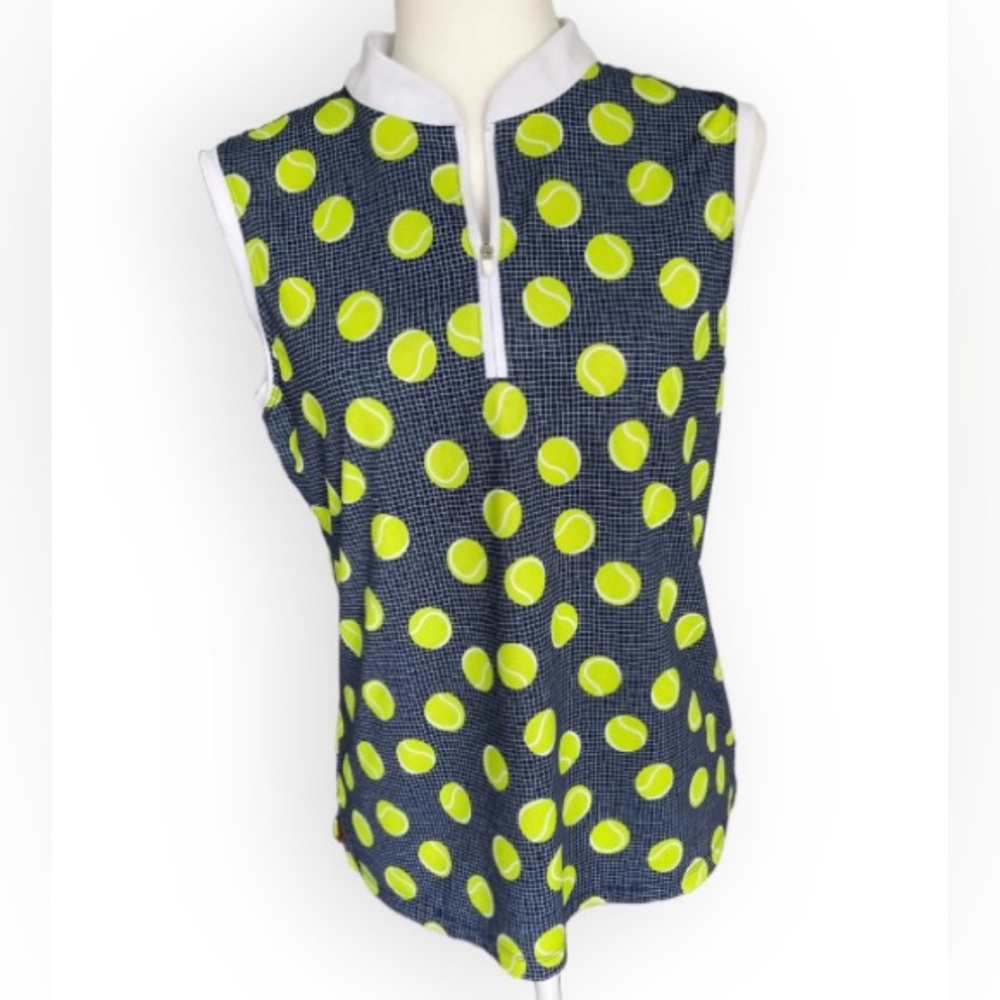 Lillie Green Sleeveless Polo UPF 50 Performance Sporty Tenniscore Size M